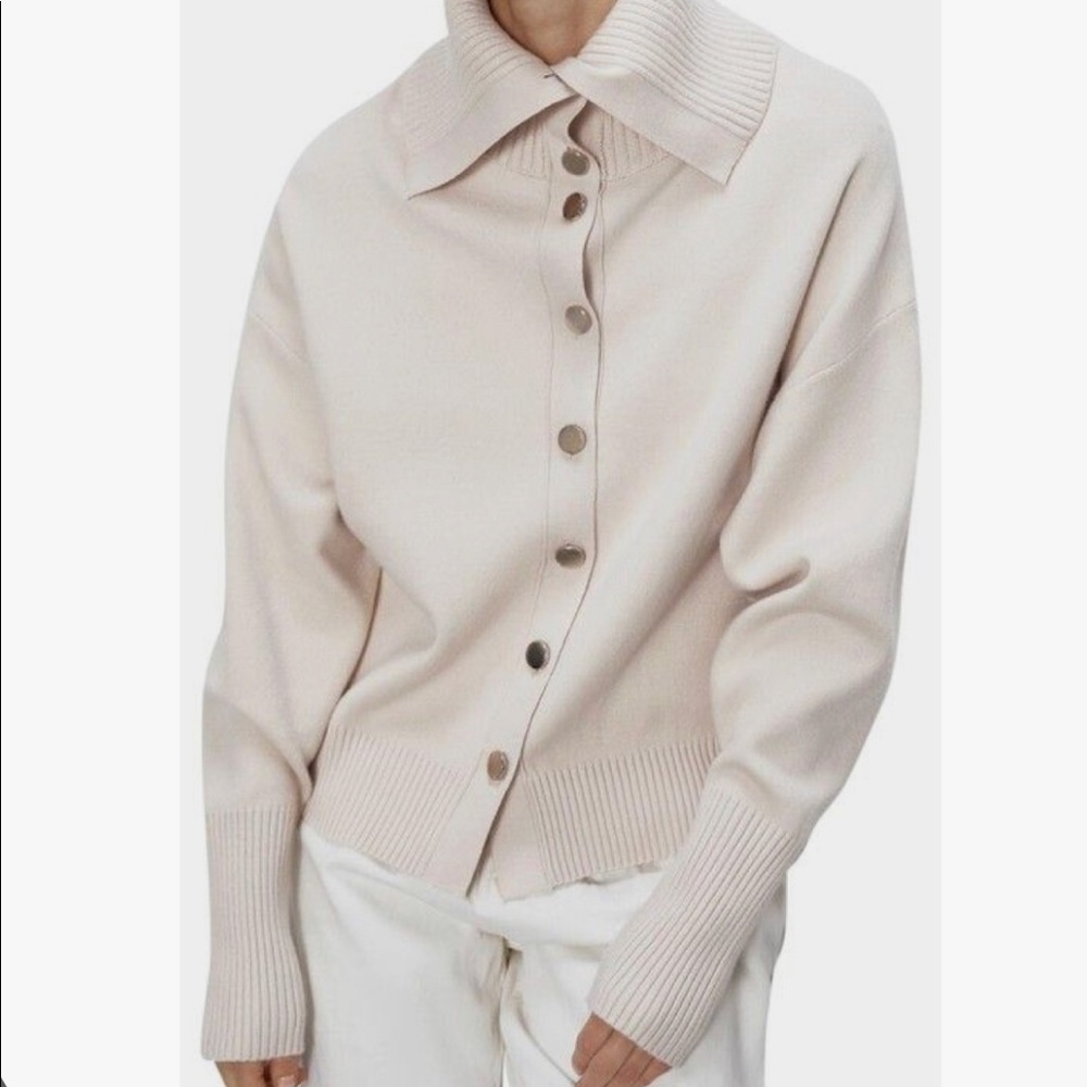 Zara Cream Knit Jacket Golden Button